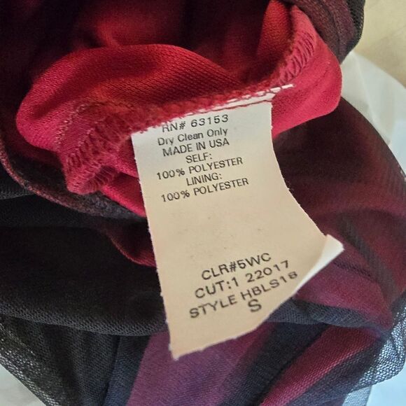 Vintage RAMPAGE Women's Maxi Dress Red- Black Mesh Overlay/ 3D Size Small‎ Y2K - Picture 8 of 10